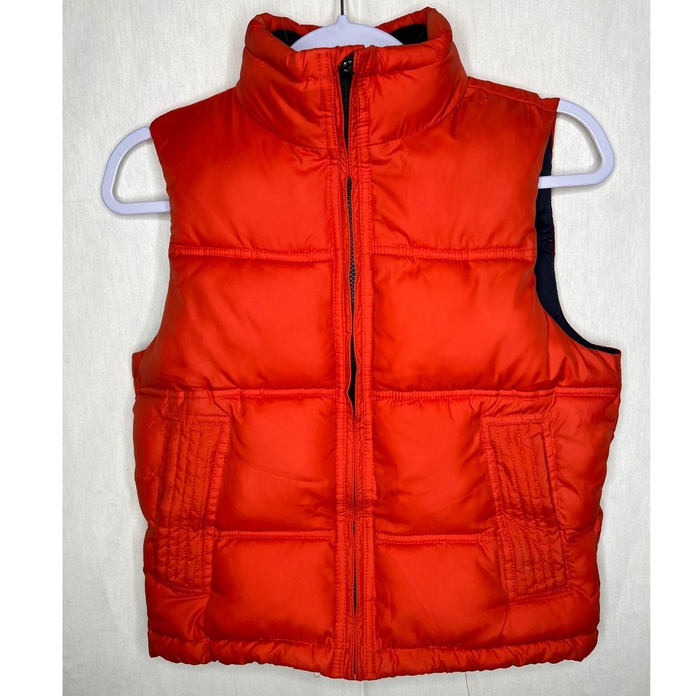 Gap Kids Orange Puffer Vest Quilted Zip Up Sleeveless Jacket Size M 8 RN 54023‎